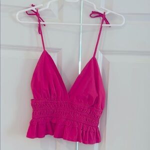 Sim & Sam Pink Ruffled Crop Top.